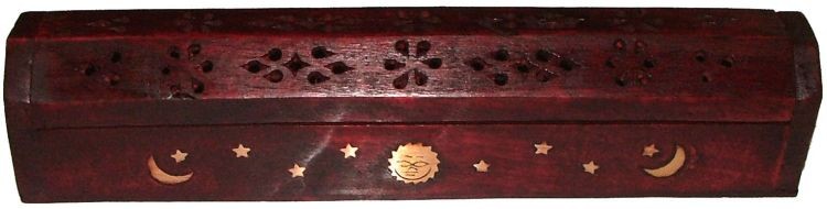 Red Wooden Celestial Box Incense Burner
