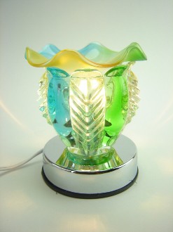 Green and Teal Glass Touch Activated Aroma Lamp